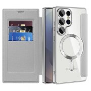 Husa MagSafe pentru Samsung Galaxy S25 Ultra S938, Techsuit, SmartMag Book, Gri