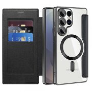Husa MagSafe pentru Samsung Galaxy S25 Ultra S938, Techsuit, SmartMag Book, Neagra