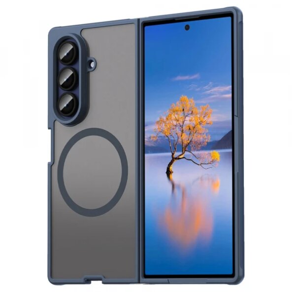 Husa MagSafe pentru Samsung Galaxy Z Fold7 F966, Techsuit, HaloFrost II, Bleumarin