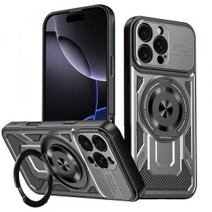 Husa pentru Apple iPhone 16 Pro, Techsuit, RuggedCam, Gri