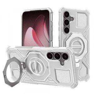 Husa pentru Samsung Galaxy S25 S931, Techsuit, Carbon Shield Pro, Alba