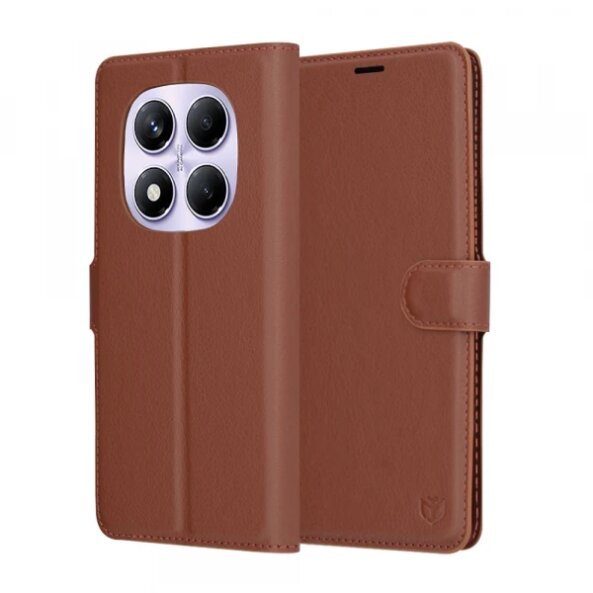 Husa pentru Xiaomi Redmi Note 14 Pro 4G, Techsuit, Leather Folio, Maro