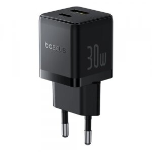 Incarcator Retea Baseus Palm, 30W, 3A, 1 x USB-A - 1 x USB-C, Negru P1011160A113-00 