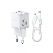 Incarcator Retea Cu Cablu USB-C Baseus Palm, 20W, 3A, 1 x USB-A - 1 x USB-C, Alb P10111608213-01 