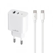 Incarcator Retea Cu Cablu USB-C MaXlife MXTC-06-20AC, 20W, 3A, 1 x USB-A - 1 x USB-C, Alb 