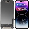 Display cu Touchscreen MP compatibil cu Apple iPhone 15, cu Rama, Versiune Soft OLED IC Movable FHD, Negru 