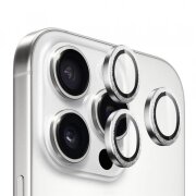 Folie de protectie Camera Spate Blueo Gliiter Diamond Metal Frame pentru Apple iPhone 16 Pro Max / 16 Pro, Sticla securizata, Set 3 bucati, Argintie