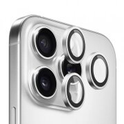 Folie de protectie Camera Spate Blueo Metal Frame pentru Apple iPhone 13 Pro Max / 13 Pro, Sticla securizata, Set 3 bucati, Argintie