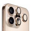 Folie de protectie Camera Spate Blueo Metal Frame pentru Apple iPhone 14 Pro Max / 14 Pro, Sticla securizata, Set 3 bucati, Aurie