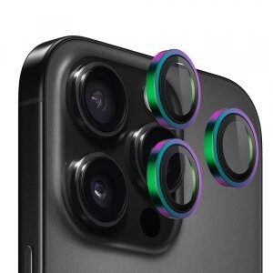 Folie de protectie Camera Spate Blueo Metal Frame pentru Apple iPhone 14 Pro Max / 14 Pro, Sticla securizata, Set 3 bucati, Multicolor