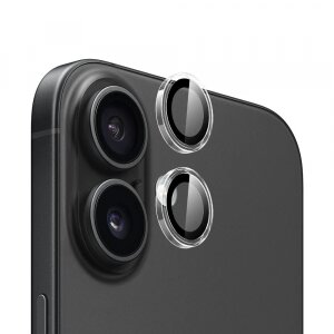 Folie de protectie Camera Spate Blueo Metal Frame pentru Apple iPhone 16 Plus / 16, Sticla securizata, Set 2 bucati, Transparenta