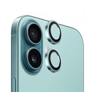 Folie de protectie Camera Spate Blueo Metal Frame pentru Apple iPhone 16 Plus / 16, Sticla securizata, Set 2 bucati, Verde