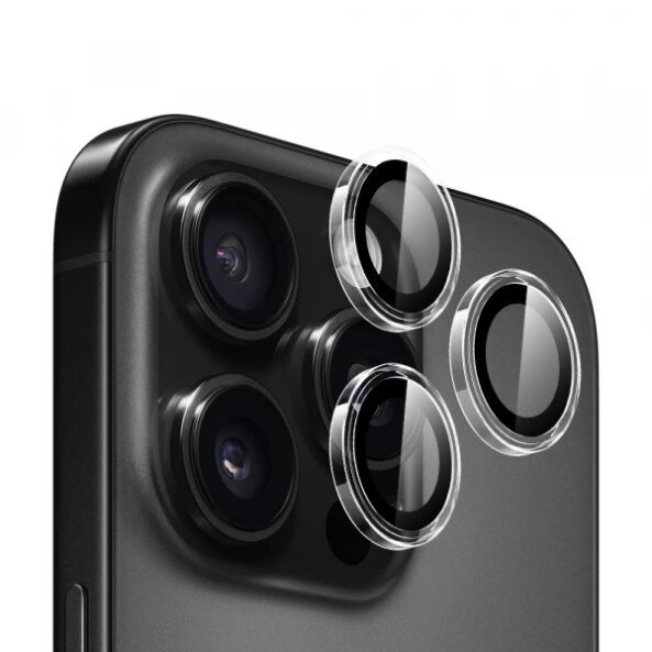 Folie de protectie Camera Spate Blueo Metal Frame pentru Apple iPhone 16 Pro Max / 16 Pro, Sticla securizata, Set 3 bucati, Transparenta