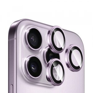 Folie de protectie Camera Spate Blueo Sapphire Crystal pentru Apple iPhone 14 Pro Max / 14 Pro, Sticla securizata, Set 3 bucati, Mov
