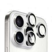 Folie de protectie Camera Spate Blueo Sapphire Crystal pentru Apple iPhone 16 Pro Max / 16 Pro, Sticla securizata, Set 3 bucati, Argintie