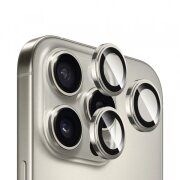 Folie de protectie Camera Spate Blueo Sapphire Crystal pentru Apple iPhone 16 Pro Max / 16 Pro, Sticla securizata, Set 3 bucati, Gri Metalic