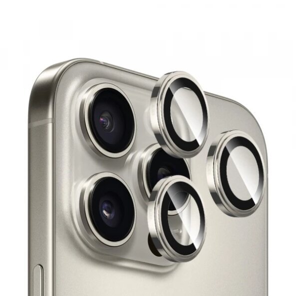 Folie de protectie Camera Spate Blueo Sapphire Crystal pentru Apple iPhone 16 Pro Max / 16 Pro, Sticla securizata, Set 3 bucati, Gri Metalic