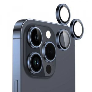 Folie de protectie Camera Spate Lito S+ pentru Apple iPhone 15 Pro Max / 15 Pro, Sticla securizata, Albastra