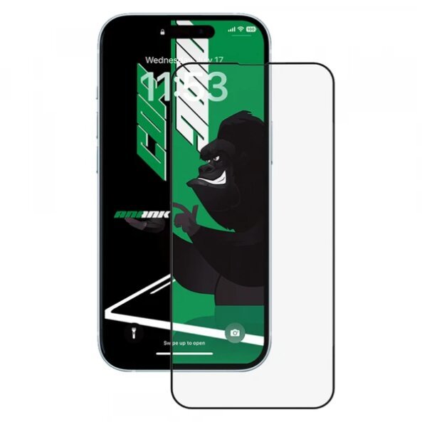 Folie de protectie Ecran Anank 5X Reinforced CG pentru Apple iPhone 15 Pro, Sticla securizata, Full Glue, 2.5D, Neagra