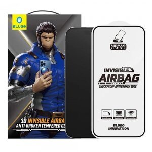 Folie de protectie Ecran Blueo Anti-Broken pentru Apple iPhone 15 Pro, Sticla securizata, Full Glue, Neagra