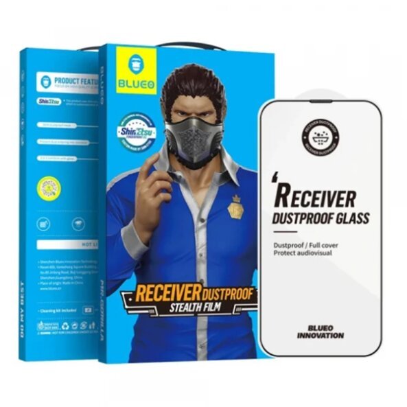 Folie de protectie Ecran Blueo Anti-Dust HD pentru Apple iPhone 14 Plus / 13 Pro Max, Sticla securizata, Full Glue, Neagra