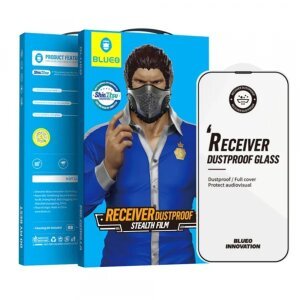 Folie de protectie Ecran Blueo Anti-Dust HD pentru Apple iPhone 14 Pro Max, Sticla securizata, Full Glue, Neagra