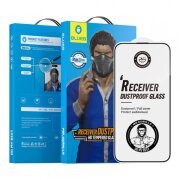 Folie de protectie Ecran Blueo Anti-Dust HD pentru Apple iPhone 15 Pro, Sticla securizata, Full Glue, Neagra