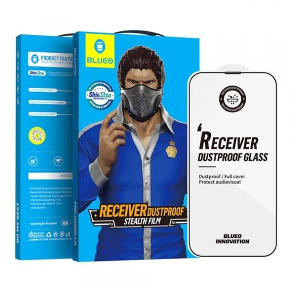 Folie de protectie Ecran Blueo Anti-Dust HD pentru Apple iPhone 16e / 14 / 13 Pro / 13, Sticla securizata, Full Glue, Neagra