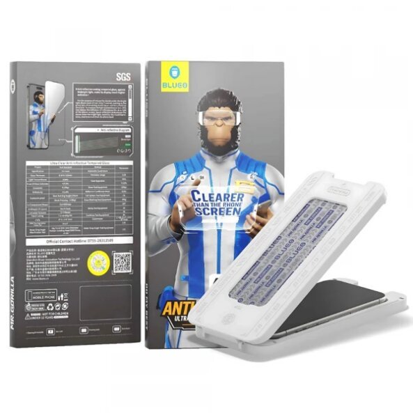 Folie de protectie Ecran Blueo Anti-Reflective HD Applicator Pro pentru Apple iPhone 15 Pro, Sticla securizata, Full Glue, Neagra