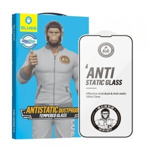 Folie de protectie Ecran Blueo Anti-Static HD pentru Apple iPhone 12 Pro Max, Sticla securizata, Full Glue, Neagra