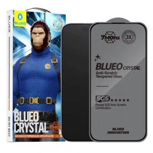 Folie de protectie Ecran Blueo Crystal Anti-Scratch pentru Apple iPhone 16 Pro Max, Sticla securizata, Full Glue, Neagra