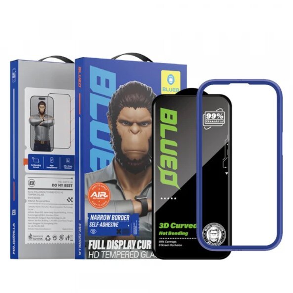 Folie de protectie Ecran Blueo HD pentru Apple iPhone 16 Pro, Sticla securizata, Full Glue, 3D, Neagra