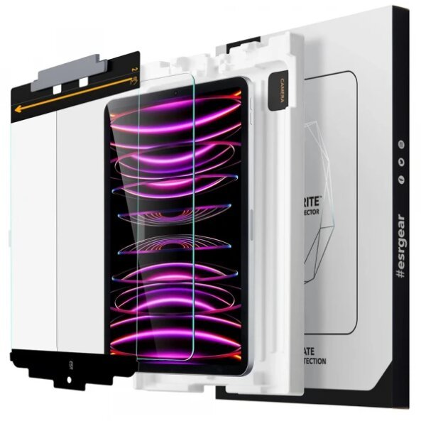 Folie de protectie Ecran ESR Armorite pentru Apple iPad Pro 12.9 (2022) / Pro 12.9 (2021), Sticla securizata, Full Glue, Set 2 bucati