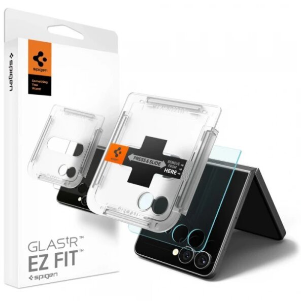Folie de protectie Ecran Exterior Spigen GlastR EZ FIT HD pentru Samsung Galaxy Z Flip7 F766, Sticla securizata, Full Glue