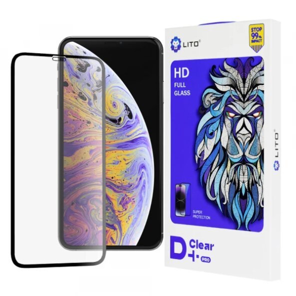 Folie de protectie Ecran Lito D+ Pro pentru Apple iPhone 11 Pro Max / XS Max, Sticla securizata, Full Glue, Neagra