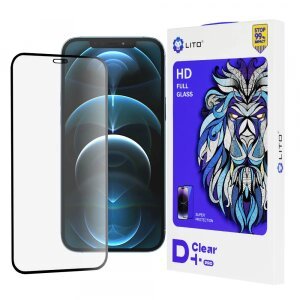 Folie de protectie Ecran Lito D+ Pro pentru Apple iPhone 12 Pro Max, Sticla securizata, Full Glue, Neagra