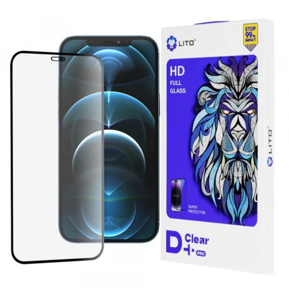 Folie de protectie Ecran Lito D+ Pro pentru Apple iPhone 12 Pro Max, Sticla securizata, Full Glue, Neagra