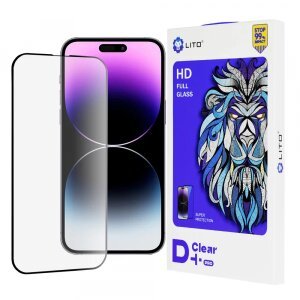 Folie de protectie Ecran Lito D+ Pro pentru Apple iPhone 14 Pro Max, Sticla securizata, Full Glue, Neagra