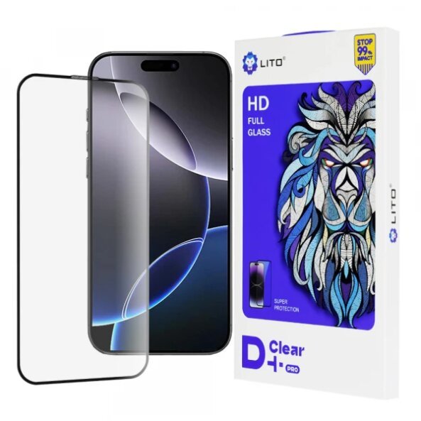 Folie de protectie Ecran Lito D+ Pro pentru Apple iPhone 16 Pro Max, Sticla securizata, Full Glue, Neagra