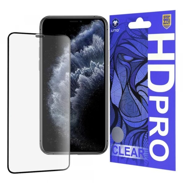 Folie de protectie Ecran Lito HD Pro Clear pentru Apple iPhone 11 Pro Max / XS Max, Sticla securizata, Full Glue, Neagra