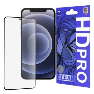Folie de protectie Ecran Lito HD Pro Clear pentru Apple iPhone 12 / 12 Pro, Sticla securizata, Full Glue, Neagra