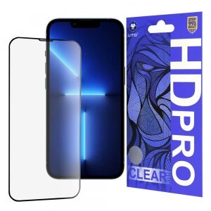 Folie de protectie Ecran Lito HD Pro Clear pentru Apple iPhone 14 Plus / 13 Pro Max, Sticla securizata, Full Glue, Neagra