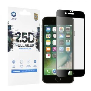 Folie de protectie Ecran Lito pentru Apple iPhone SE (2022) / SE (2020) / 8 / 7, Sticla securizata, Full Glue, 2.5D, Neagra