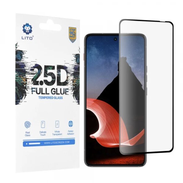 Folie de protectie Ecran Lito pentru Motorola ThinkPhone, Sticla securizata, Full Glue, 2.5D, Neagra