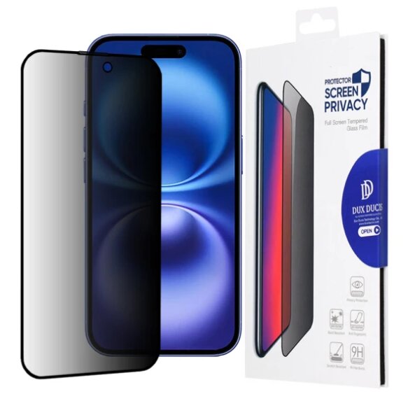 Folie de protectie Ecran Privacy DUX DUCIS pentru Apple iPhone 16, Sticla securizata, Full Glue