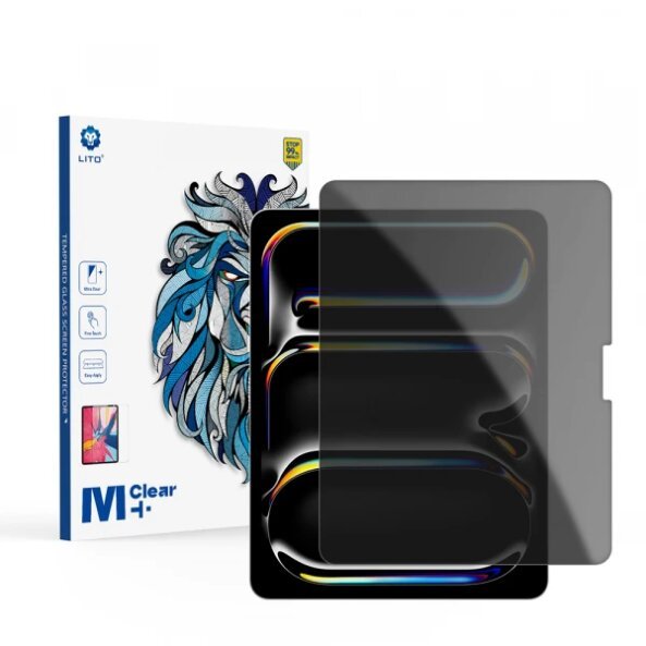 Folie de protectie Ecran Privacy Lito Classic pentru Apple iPad Air 13 (2025) / Pro 13 (2024) / Air 13 (2024), Sticla securizata, Full Glue, 2.5D