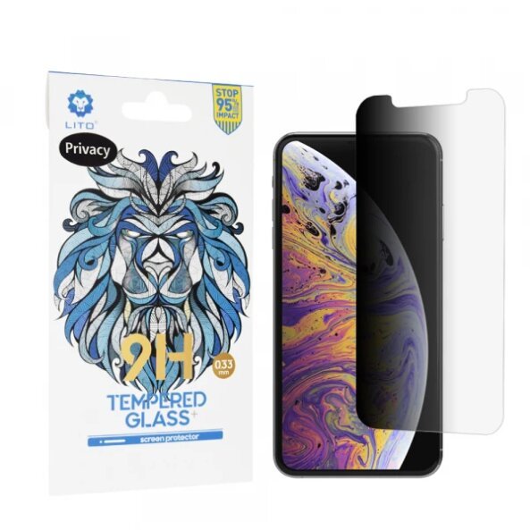 Folie de protectie Ecran Privacy Lito Classic pentru Apple iPhone 11 Pro Max / XS Max, Sticla securizata, Full Glue, 2.5D
