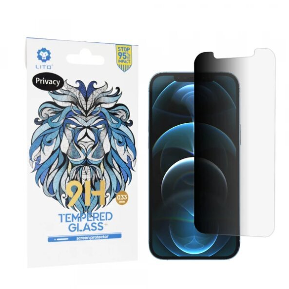 Folie de protectie Ecran Privacy Lito Classic pentru Apple iPhone 12 Pro Max, Sticla securizata, Full Glue, 2.5D