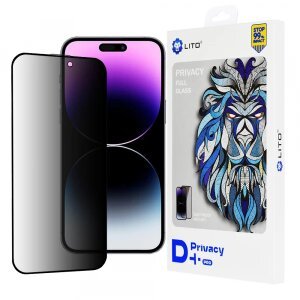Folie de protectie Ecran Privacy Lito D+ Pro pentru Apple iPhone 14 Pro Max, Sticla securizata, Full Glue