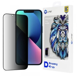 Folie de protectie Ecran Privacy Lito D+ Pro pentru Apple iPhone 16e / 14 / 13 Pro / 13, Sticla securizata, Full Glue